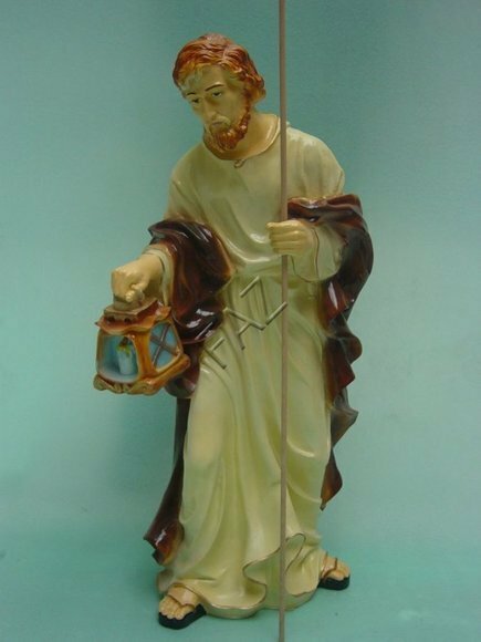 Decorarive sculpture designed as holy shepherd with a lamp 87cm