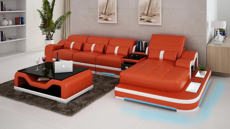 Leather sofa couch living landscape corner sofa set design modern G8027C