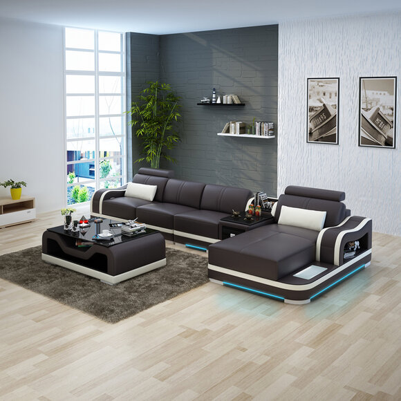 Leather sofa couch living corner sofa corner set design modern sofa G8030C