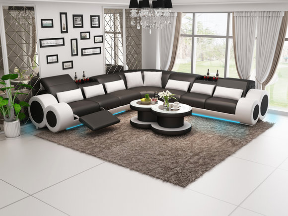 Leather sofa couch living corner sofa corner set design modern sofa G8035C