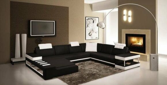 Living Landscape Designer Sofa Couch XXL Big Leather Corner Sofa