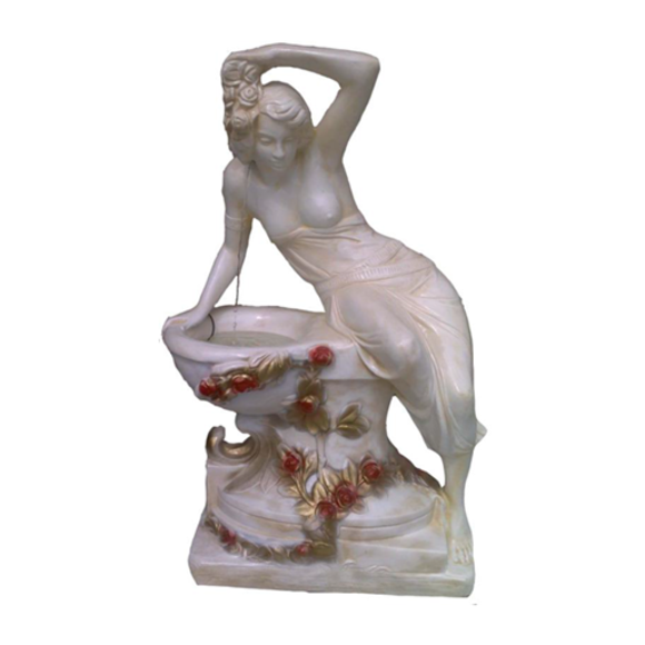 Decorative classic style white colored woman figure with on a colorful pan 140cm