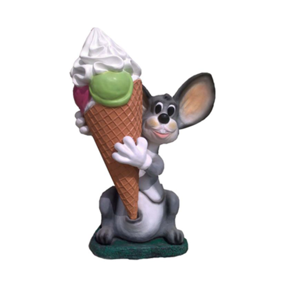 Decorative sculpture designed as a mouse with an ice-cream figure 131cm height