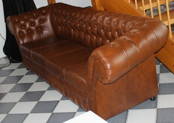 Chesterfield Sofa XXL 4-Seater Antique Brown Classic Faux Leather Comfortable Couch New