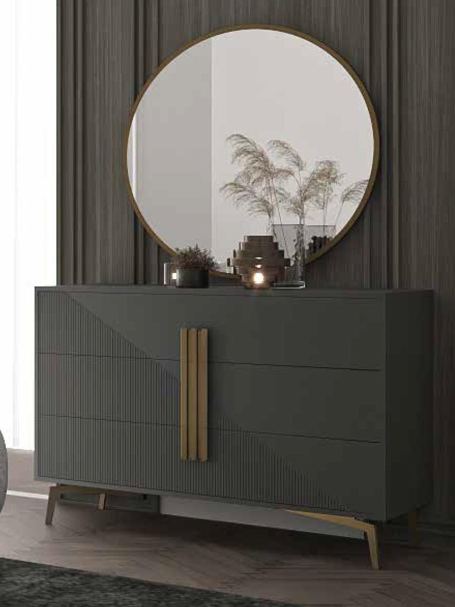 Modern Sideboard Wooden Dresser Gray Cabinet Cupboards Luxury Italian