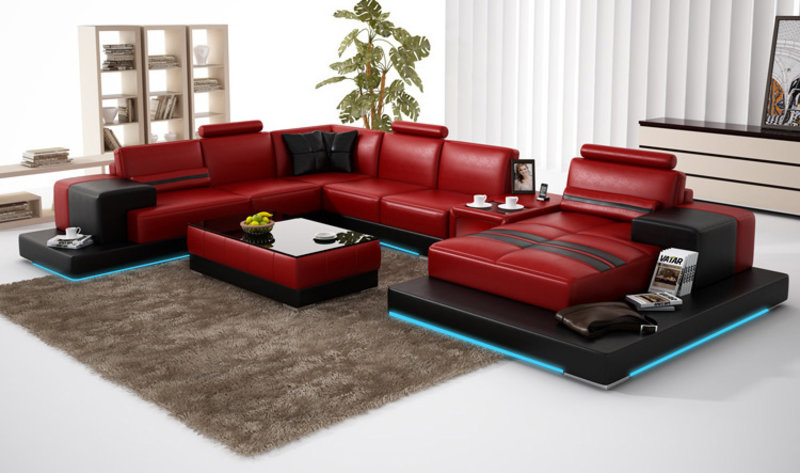 Leather Sofa Living Area Corner Sofa Corner Set Design Modern Sofa L6004