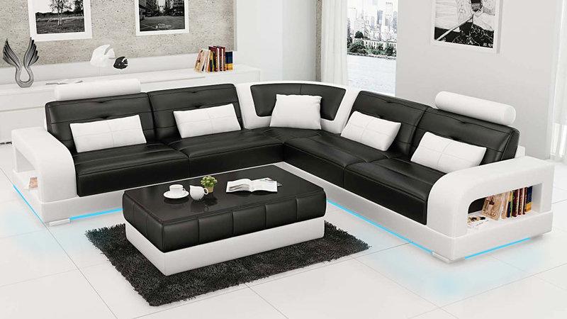 Leather sofa couch living landscape corner sofa corner set design modern sofa L6008B