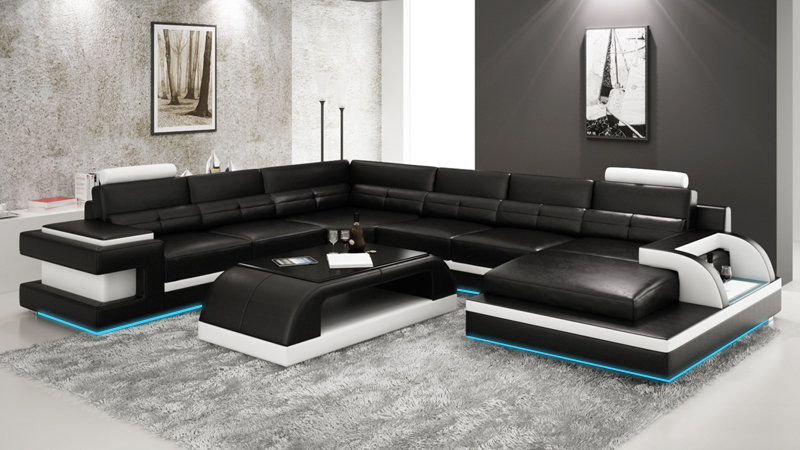 Leather Sofa Living Area Corner Sofa Corner Set Design Modern Sofa L6017