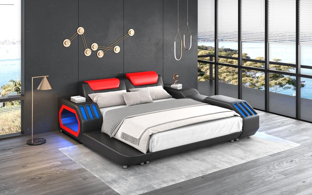 Luxury Led Beds Illuminated Bedroom Bed Leather Bed