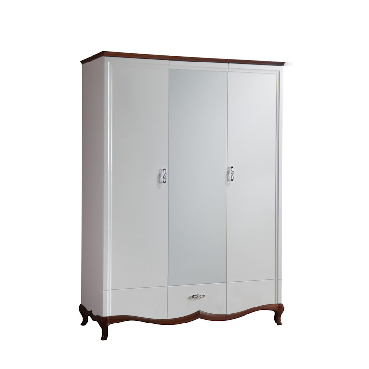 Classic wooden wardrobe with 3 swing doors in art nouveau style italian furniture milano collection MI-3DL