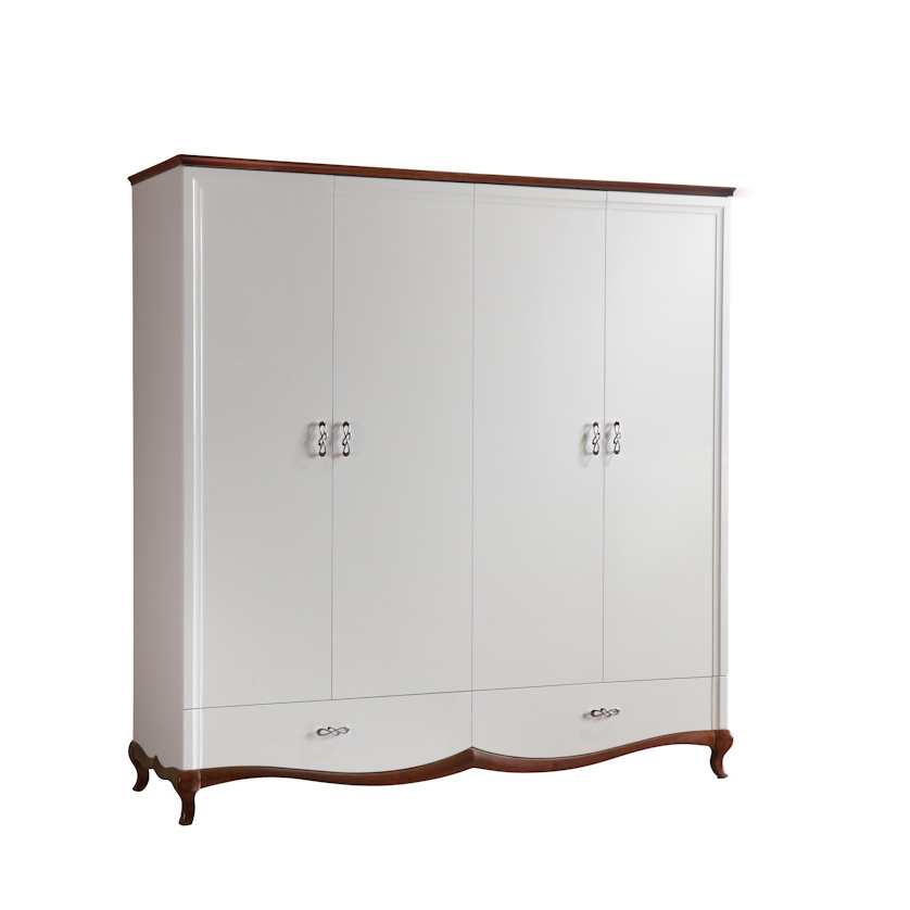 Classic wooden wardrobe with 4 swing doors in art nouveau style italian furniture milano collection MI-4D