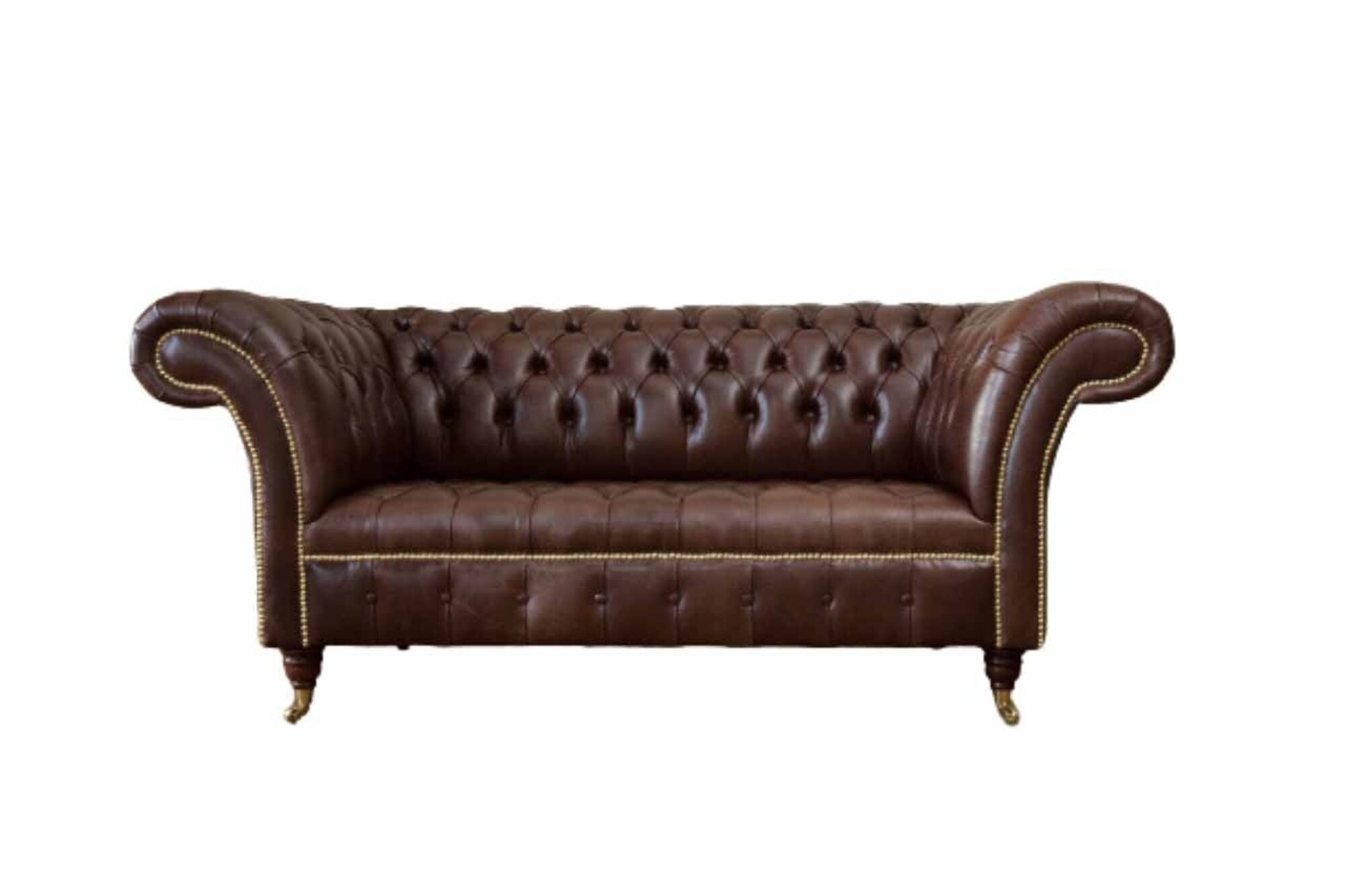 Sofa 2 Seater Couch Upholstered Sofa Brown Chesterfield Sofas 100% Leather Immediately