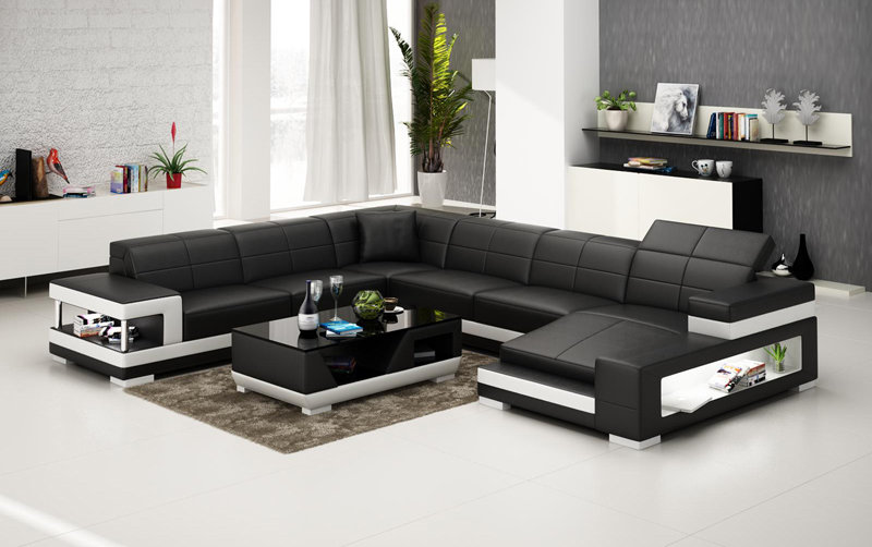 Leather Sofa Couch Lounge Corner Sofa Corner Set Design Modern Sofa G 8017