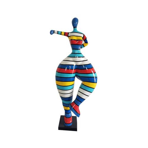 Decorative sculpture designed as a ballerina figure with colorful stripes & massive legs in exceptionally high quality