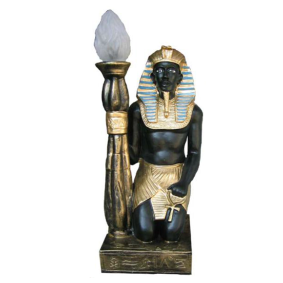 Decorative lighting ancient egyptian black golden colored sitting figure 55cm