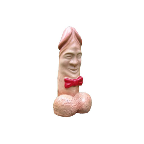 Decorative figure designed as a funny penis with face & bow 60cm