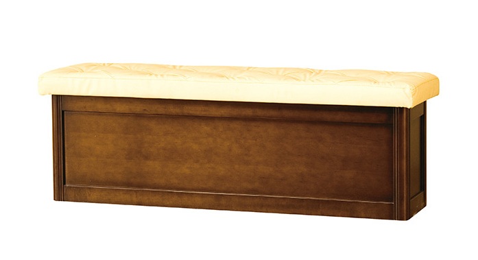 Classic style wooden bench with leather seat - model Nsz