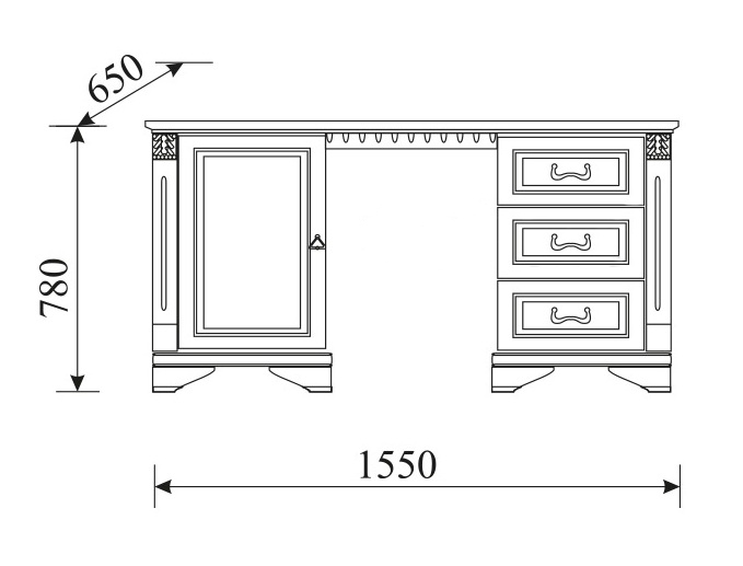 Classic wooden office desk with 3-sliding drawers & a swng door model - OMW