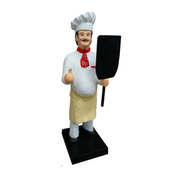 Gastronomy decorative sculpture designed as a chef with a blackboard figure 110cm