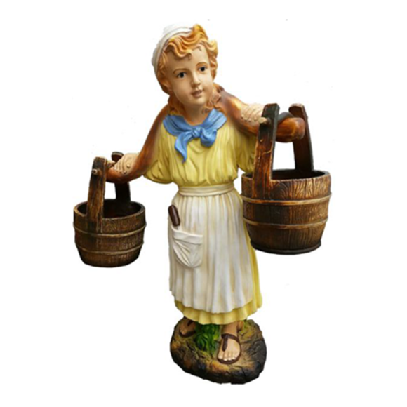 Decorative colorful figure designed as a girl with wooden buckets 77cm WG2020 P114