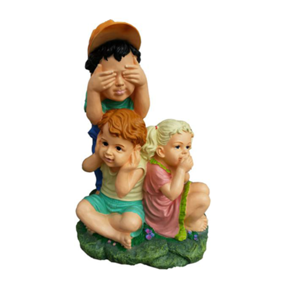 Decor figure of colorful three playing children sculpture 48cm