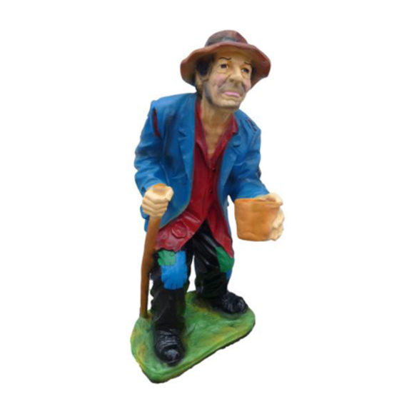 Decorative colorful sculpture designed as beggar with a cane 95cm P12