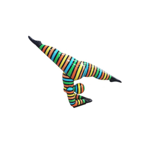 Abstract decorative sculpture designed as a gymnascit figure in colorful stripes 110cm