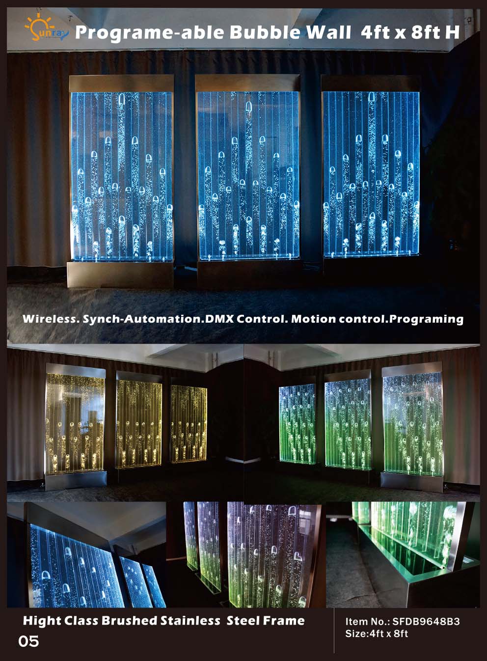 Water Walls Modern Partition Wall LED Water Wall Illuminated Wall Columns 120x240cm