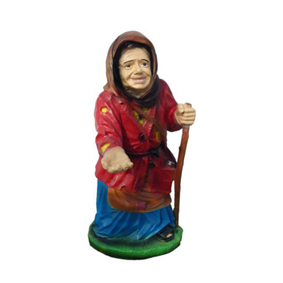 Decorative colorful sculpture designed as a gloss adult beggar figure 86cm P67