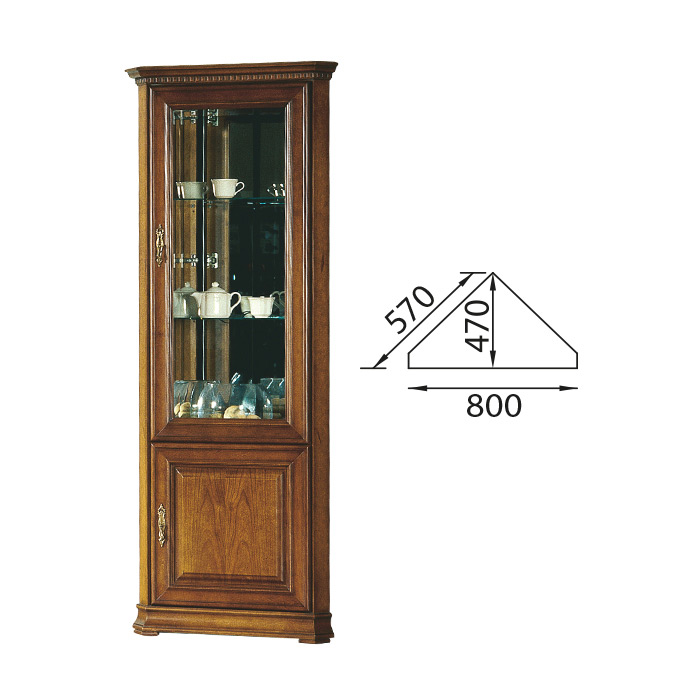 Living room classic country style wooden showcase with 2-swing doors model - R-WN