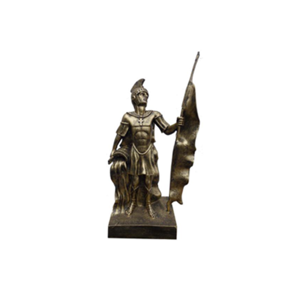 Decorative full golden colored sculpture designed as a standing spartan warrior 52cm