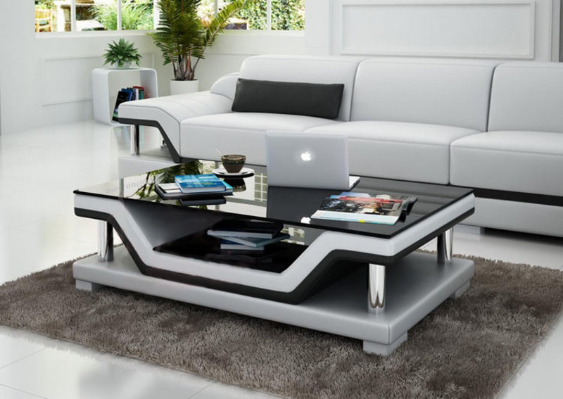 Designer Coffee Table Upholstery Table Leather Glass Modern Tables Glass Tables SB3009