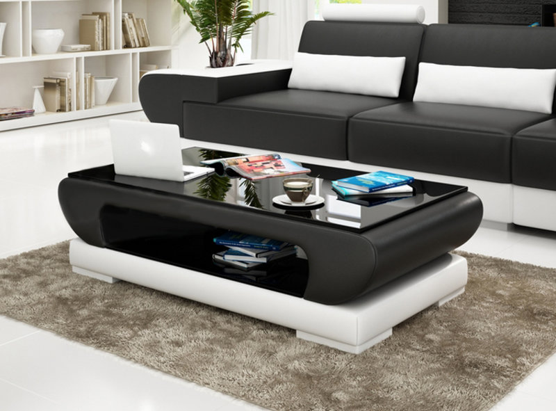 Designer Coffee Table Upholstered Table Leather Glass Modern Tables Glass Tables SB403 VARIANT 1 IMMEDIATELY DELIVERABLE