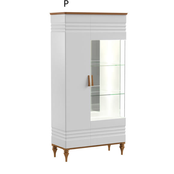 Living room 2 door glass showcase in art nouveau style italian furniture Torino collection TO-W2