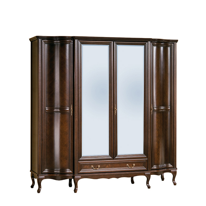 Wooden wardrobe with 4-swing doors & 2-mirrors italian furniture wersal collection Model W-4D