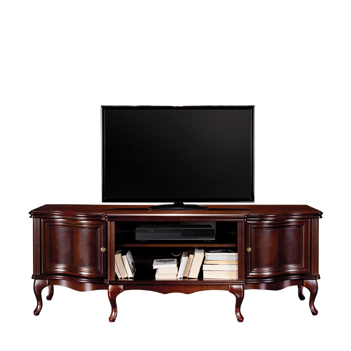 Classic wooden lacquered TV lowboard with 2-swing doors & 2-shelves italian furniture wersal collection Model W-RTV-D