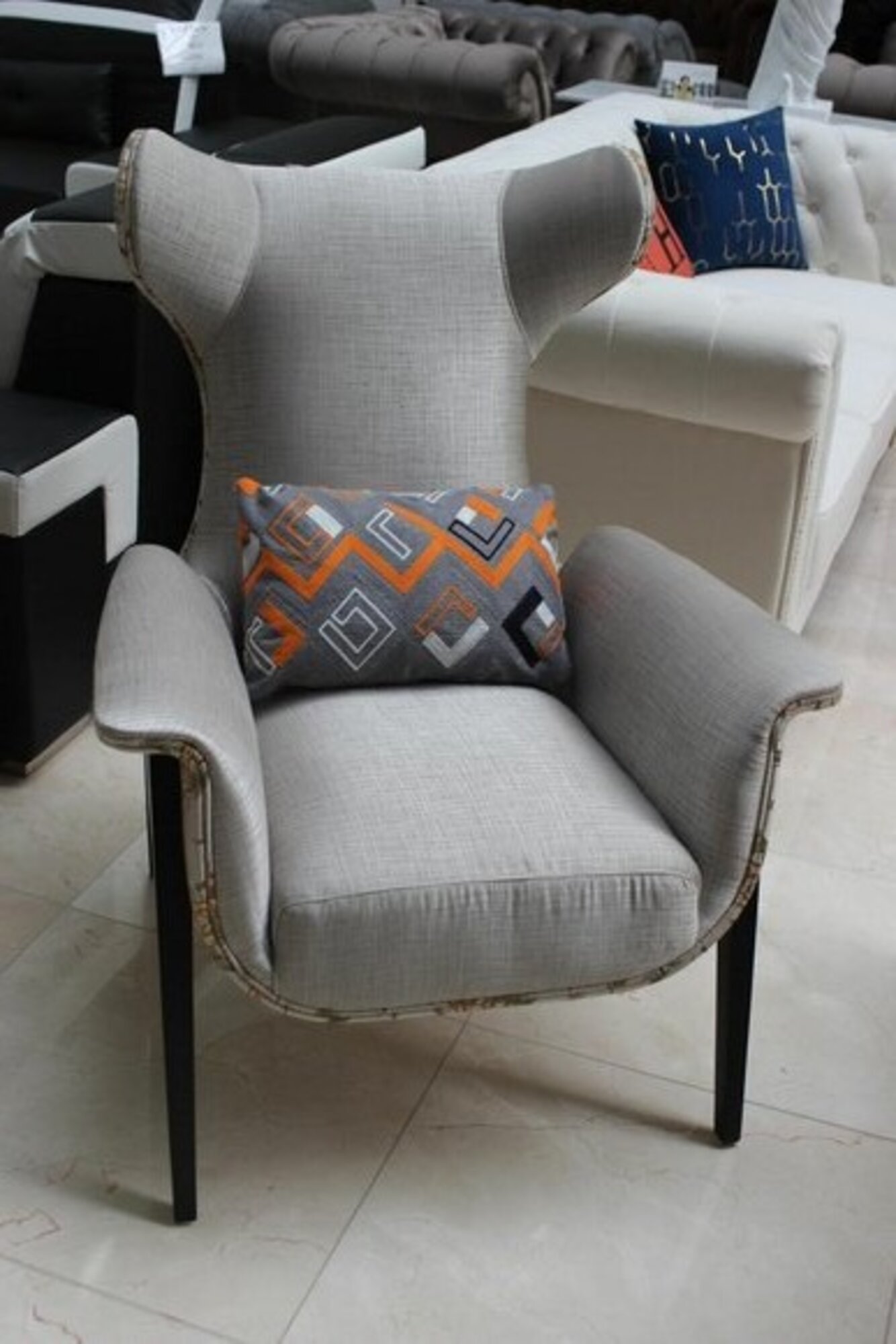 Armchair Seater Design Living Room Upholstery Wood Upholstery Modern Luxury Grey Immediately