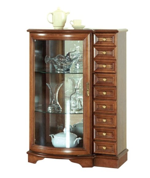 LIving room classic wooden cupboard with 9-sliding drawers & glass shelves Model Z-KS1