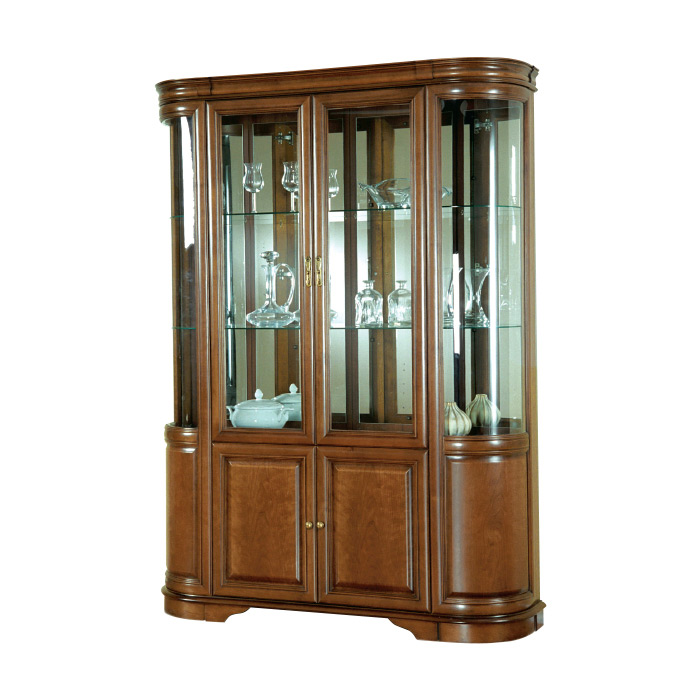 Living room classic wooden massive showcase with glass swing doors model - Z-W2