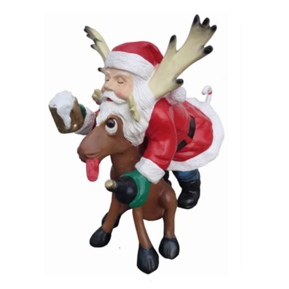 Cartoon decorative christmas figure designed as santa claus with reindeer 53cm