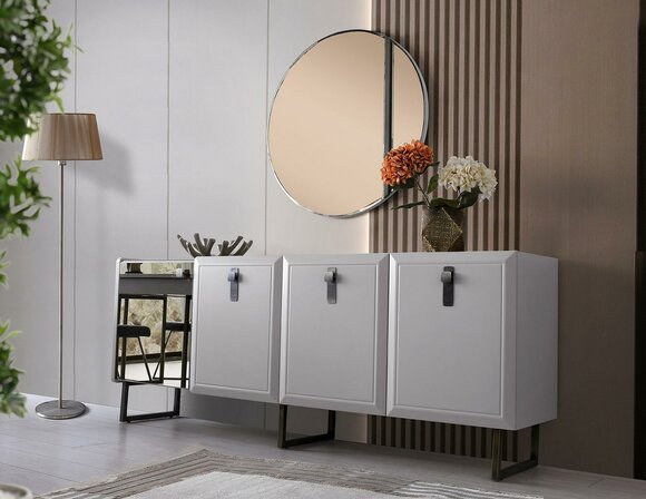 Sideboard Sideboard Cabinet Mirror Wood Chest of drawers Modern White Group