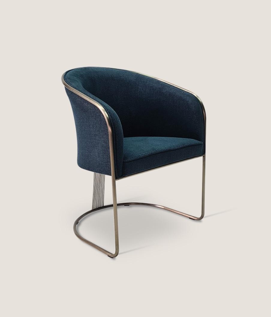 Blue stainless steel armchair Luxury single-seater upholstered chair with armrests Armchair