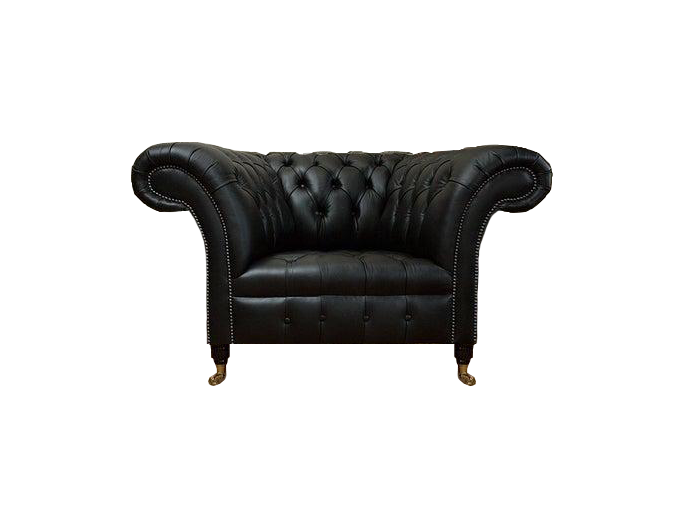 Designer furnishings Chesterfield armchair black leather seat living room