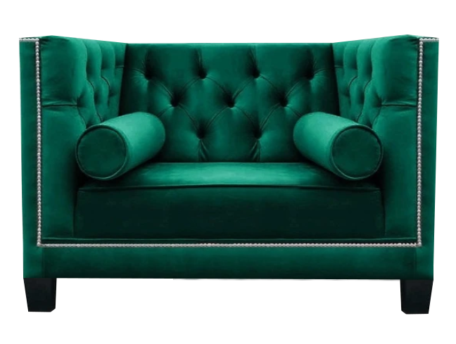 Luxury armchair living room upholstered furniture couch seat chesterfield green furnishings