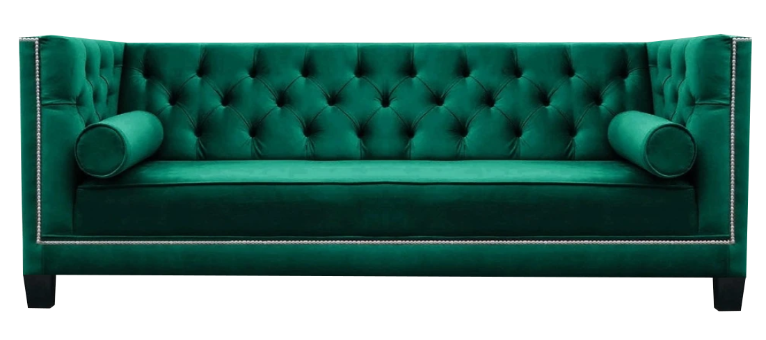 Living Room Green Sofa Couch Three Seater Furniture Luxury Chesterfield New