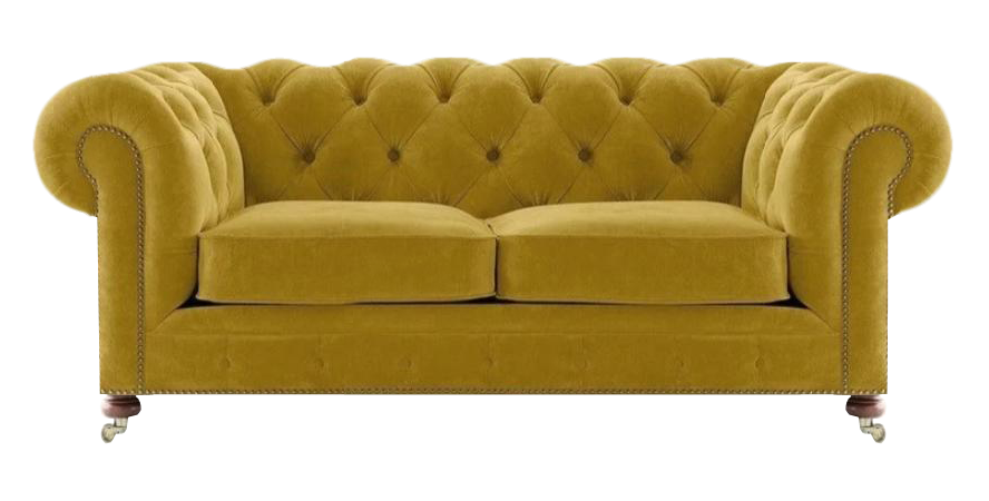 Sofa two seater couch yellow living room chesterfield textile luxury furnishings