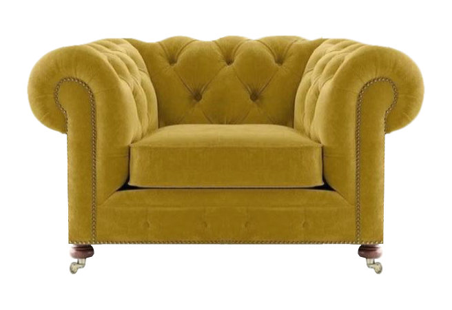 New Luxury armchair living room yellow upholstered furniture textile seat Chesterfield