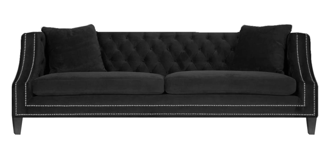 Black luxury sofa two seater couch Chesterfield living room upholstered furniture