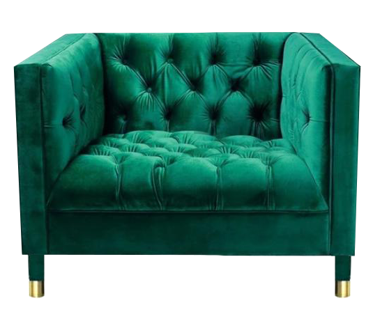 Chesterfield Green New Armchair Luxury Upholstery Fabric Seat Modern Living Room