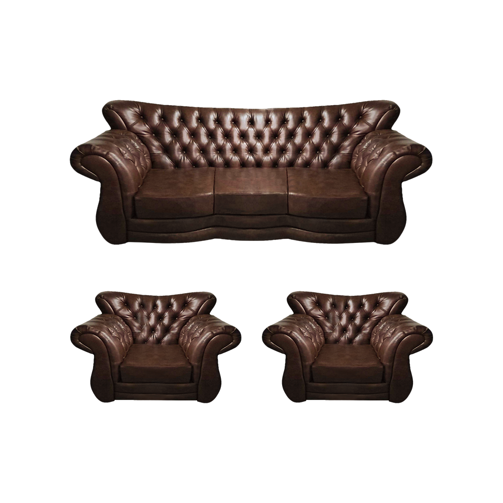 Luxury sofa set 3-piece brown upholstered furniture sofa three-seater leather armchair new